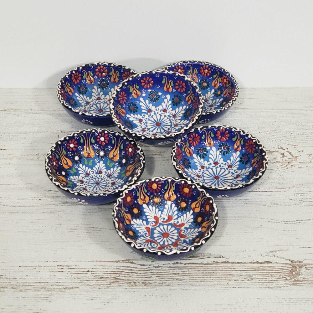Colorful Handpainted Bowls from Turkey  Set of 6  (4.75" wide 2" tall)